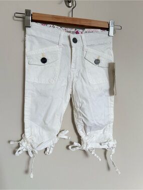 Rebelette LA Girls White Cargo Capris Size 5 Adjustable Waist NWT